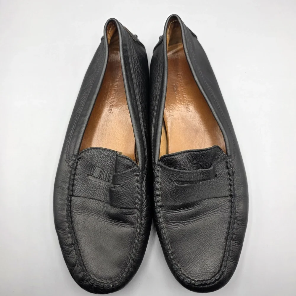 Bruno Parmigiani Penny Loafers Mens 45‎ Black Leather Driving Moccasin READ